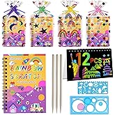 Cityrosy 12 Pack Scratch Art Paper Rainbow Sets Scratch Off Art Notebook Crafts Easter Gifts Party Games Easter Christmas M
