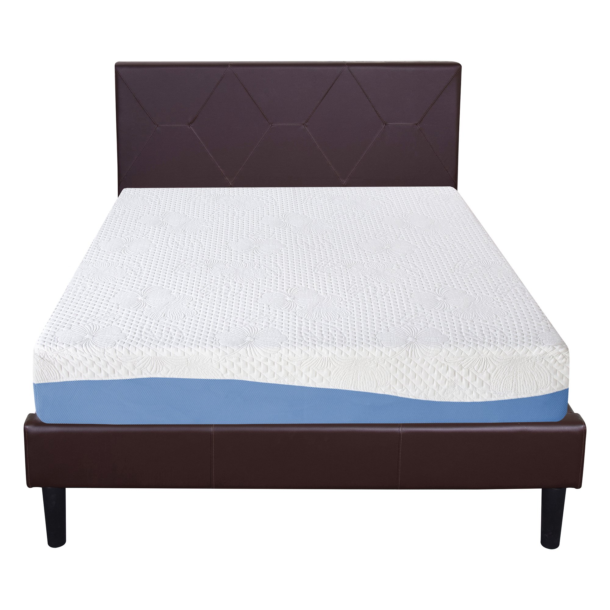 Olee Sleep 10 Inch Gel Infused Layer Top Memory Foam Mattress Blue