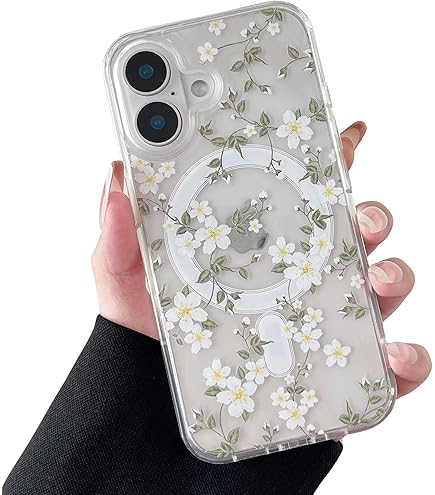 Lovmooful Funda Magnética Compatible Con IPhone 14 Plus/15 Plus, Compatible Con MagSafe, Transparente, Bonita Estética Con Bordes De Color, Diseño Para Niñas Y Mujeres, TPU Suave + Policarbonato A