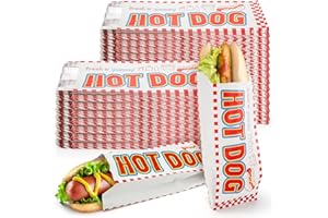 ZEAYEA 200 Pack Hot Dog Wrappers, Foil Lined Paper Hot Dog Sleeves, Grease Resistance Disposable Hot Dog Bags for Party, Snac