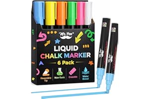 Mr. Pen- Liquid Chalk Markers, 6 Pack, Reversible Tip, Vibrant Colors, Erasable Chalk Marker, Non-Toxic Water-Based Chalkboard Markers for Window and Glass, Washable Window Paint Marker