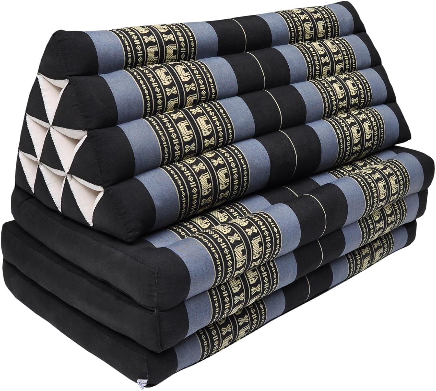 Coussin Triangle Thai XXL Vert - Remplissage Kapok, Dimensions 80x39x45 Cm - Pour Détente, Salon, Décoration Bohème