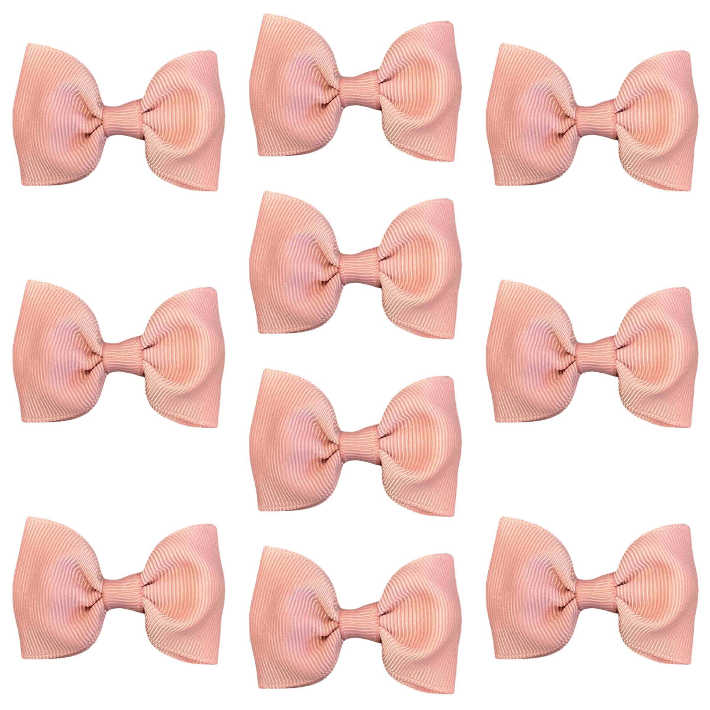 Bubble Gum Hair Bows Clips Slides Grips 2.7" inch Soft Ribbon Small Straight School Hairbows for Girls 10pcs