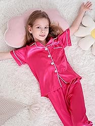 DIPUG Silk Satin Pajamas Set Soft Girls 3 Piece PJs