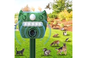 SHINYART Upgraded Solar Animal Repellent,2024 Cat Repellent Device,Deer Repellent,Waterproof Squirrel Repeller Motion Sensor,Sound and LED Flashing,Animal Repellent for Dog Bird Rabbit-Q547