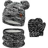 Kids Toddlers Winter Beanie Hats Gloves Neck Scarf Set Mittens Gifts for 0 6 12 Months 1 2 3 4-8 Year Old Baby Girls Boys