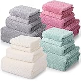 Mixweer 16 Pieces Bath Towels Sets Quick Dry Towel Set for Bathroom Included 4 Bath Towels 4 Hand Towels and 8 Washcloths Absorbent Bath Towel Sets Coral Velvet Towel for Shower Spa Hotel(Warm Color)
