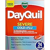 Vicks DayQuil Severe Cold, Flu & Congestion Medicine, Liquicaps, Maximum Strength Orange, 24 Count