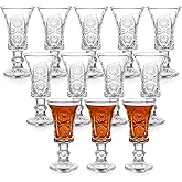 Youeon 12 Pack 1.5 Oz Shot Glasses Set, Clear Cordial Glasses, Fancy Shot Glass Set, Mini Wine Glass with Heavy Base, Small Goblet Shot Cups for Tequila, Liquor, Whiskey, Vodka