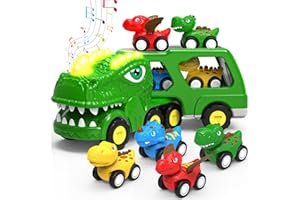 Jouets dinosaures pour garçons de 1, 2, 3, 4, 5 ans, camions dinosaures pour tout-petits de 2 à 4 ans avec 4 petites voitures
