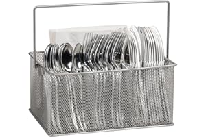 Mind Reader Utensil Holder, Silverware Organizer, Caddy, Cutlery Holder, Kitchen, Metal Mesh, 25.4L x 17.8W x 12.1H cm, Silve