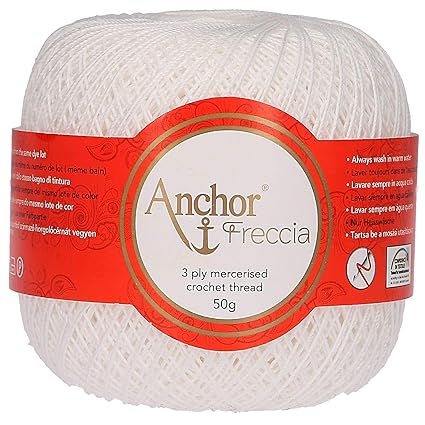Anchor Freccia Stärke 12 4771012-07901 weiß Häkelgarn, 100 % Baumwolle