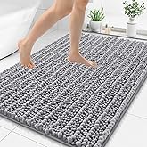 Smiry Bathroom Rugs Mat 48x32, Extra Soft Absorbent Chenille Bath Rugs, Non Slip Rubber Backing Machine Washable Quick Dry Bath Mats for Bathroom Floor, Tub, Shower, Home Decor Accessories, Grey