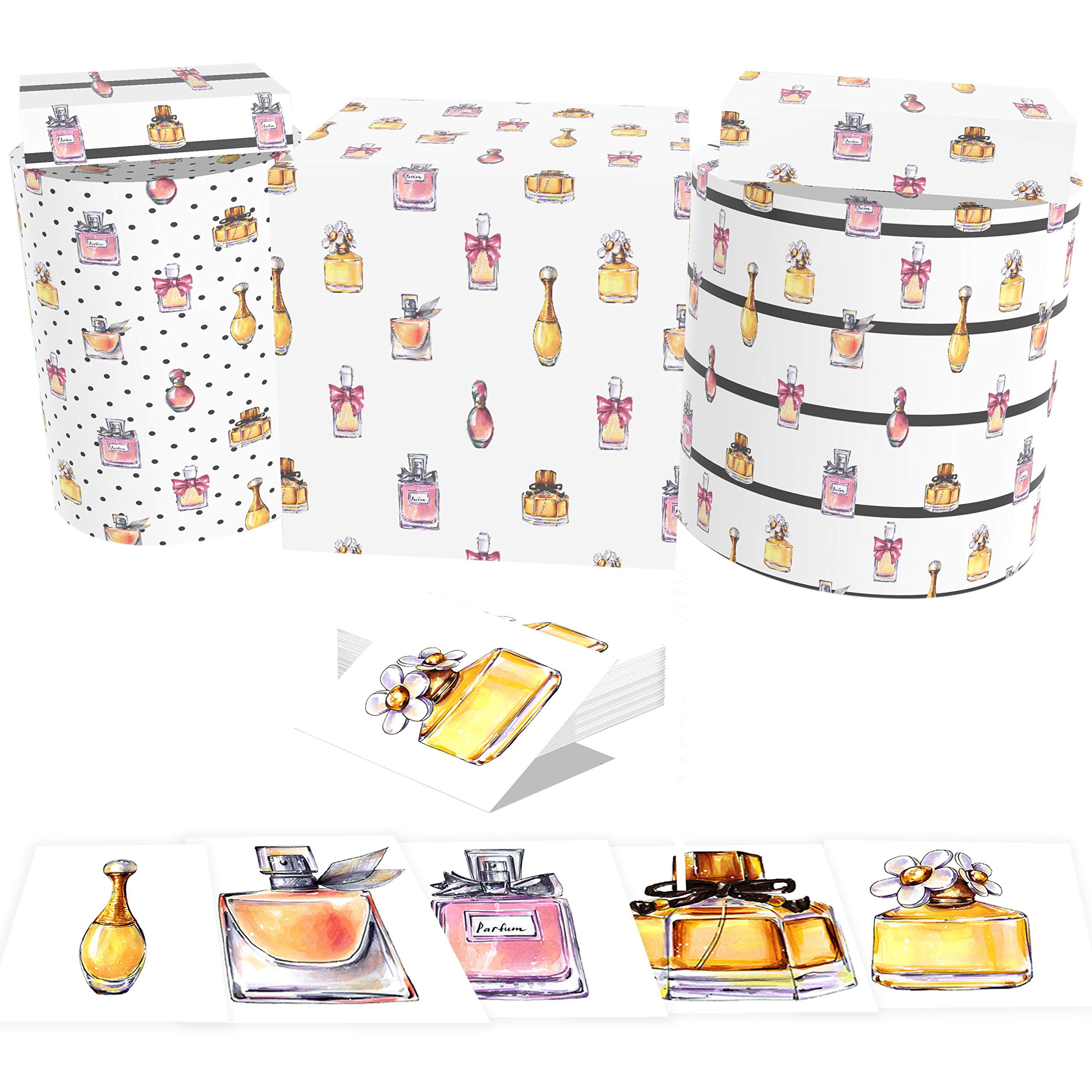 Gift Wrap Sheets Folded 6 Sheets 10 Gift Tags Perfume Bottles Black & White Polka dot & stripes Gift wrapping Paper Female, teenage girls, Unisex, Men Gift wrap paper for Presents any occasion