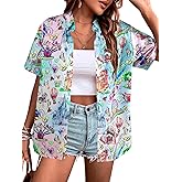 VILOVE Magical Shirt for Women Magic Hawaiian Shirts Princess Tshirt Funny Castle Graphic Family Vacation Button Up Tops