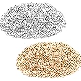 Daiyifiy 1200pcs 6mm Flat Round Disc Rondelle Spacer Beads CCB Spacer Beads for Bracelet Necklace Jewelry DIY Crafts Making, 600pcs/Colors (Gold and Silver)