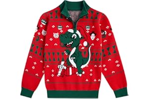 ADUKIDE Boys Christmas Ugly Sweaters Size 3-10T Xmas Kids Pullover Sweater 1/4 Zip Half Turtleneck Jumper
