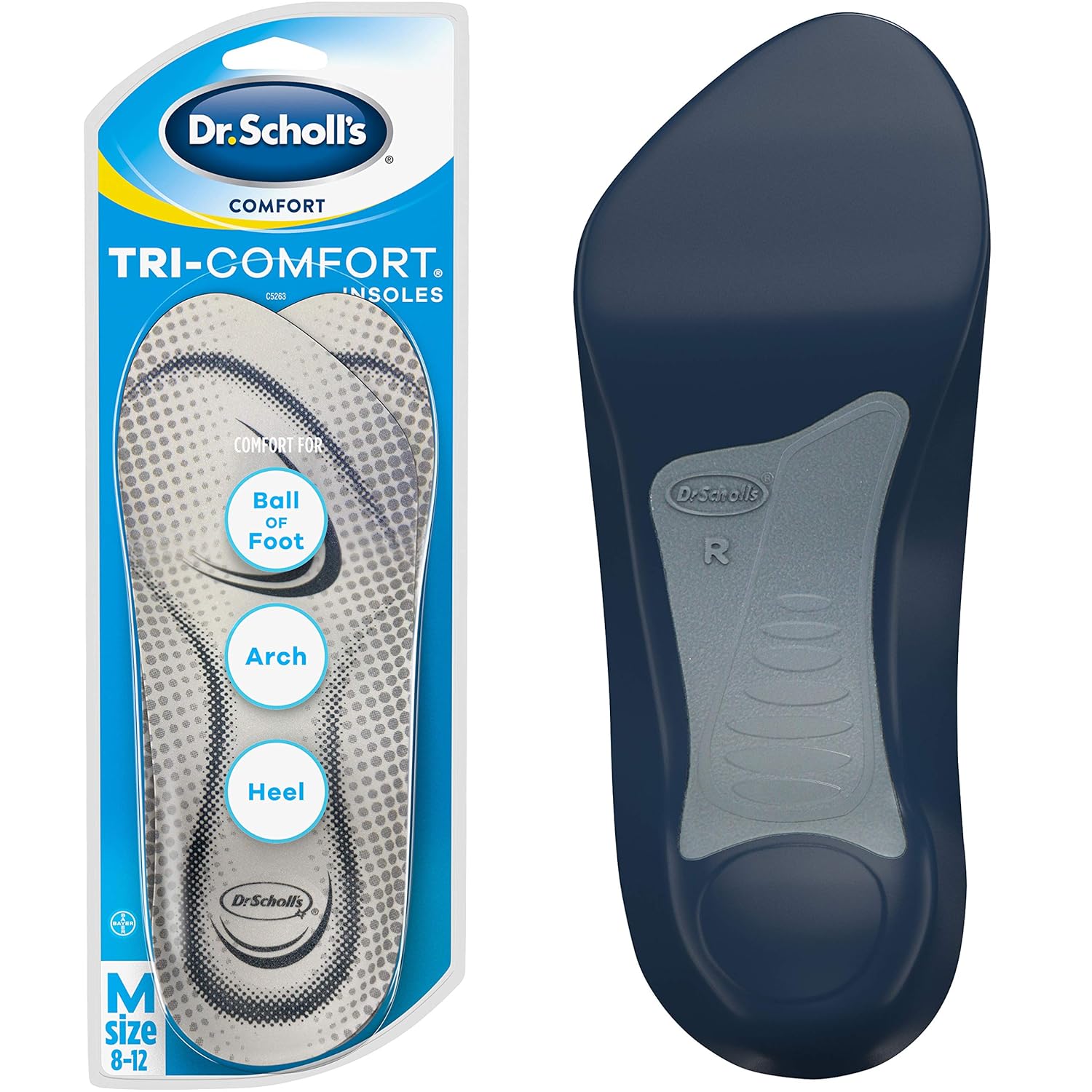 Dr. Scholl&rsquo;s TRI-COMFORT Insoles // Comfort for Heel, Arch and Ball of Foot with Targeted Cushioning and Arch Support (for Men's 8-12, also available Women's 6-10)
