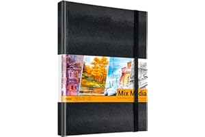 Mix Media Sketchbook, Ohuhu 10.8"×8.3" Mixed Media Art Sketchbook, 120 LB/200 GSM Heavyweight Papers, 78 Sheets/156 Pages, PU
