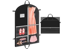 TranRantic 43 Inch Dance Garment Bag, Waterproof Travel Garment Bag with 4 Clear Zipper Pockets (3 Front + 1 Back) | Foldable