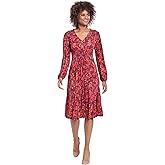 London Times Womens Smocked Empire Waist Fit and Flare Dress