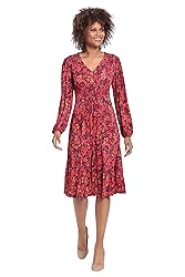 London Times Women's Smocked Empire Waist Fit and
