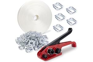 GRESDENT Heavy Duty Packaging Banding Strapping Kit - Upgraded Strapping Tensioner Tool Set with 3/4" x 330' Polypropylene Composite Banding Coil,100 Metal Buckles，2500 lbs Break Strength