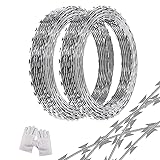 LMYYGOO 98 FT Razor Wire, Concertina Wire, 2 Rolls