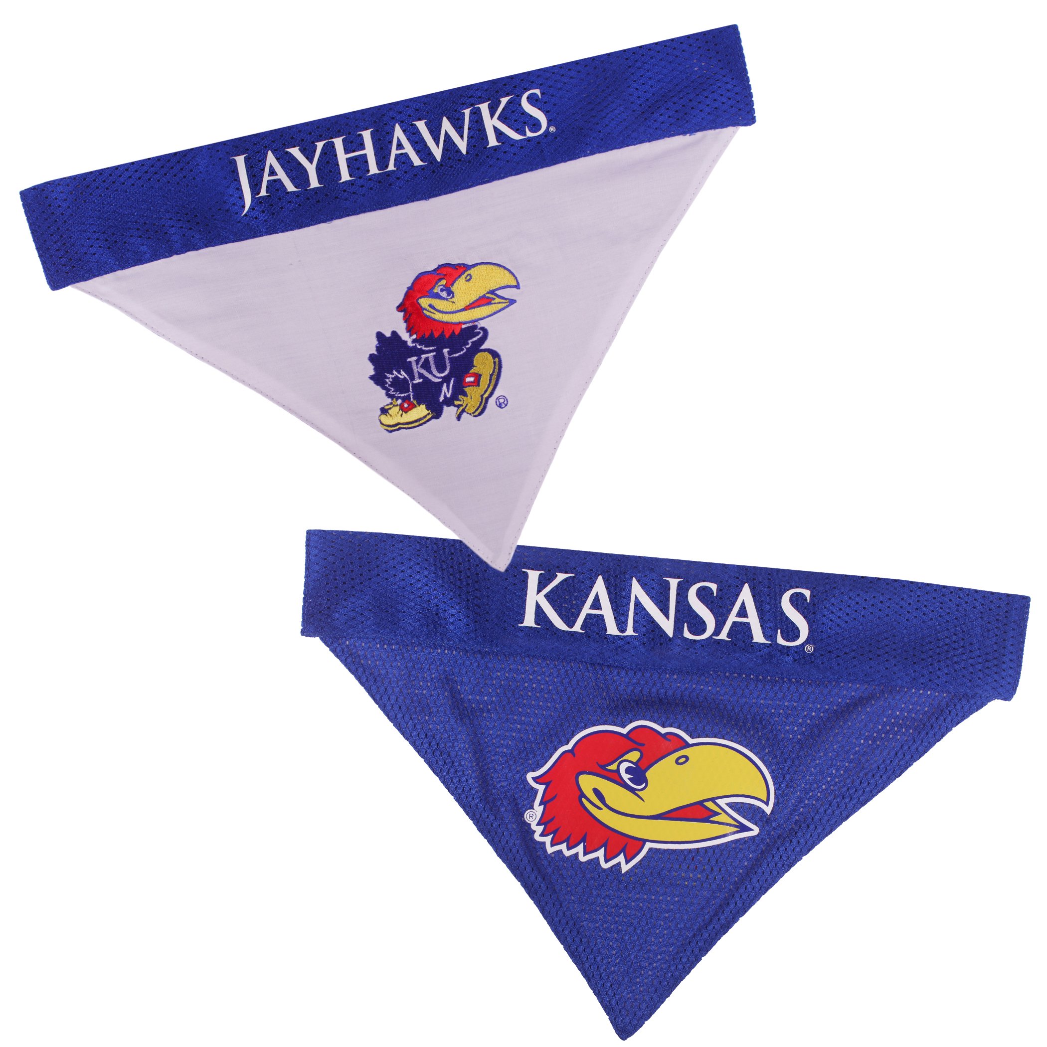 Pets First Collegiate Pet Accessories, Reversible Bandana, Kansas Jayhawks, Large/X-Large