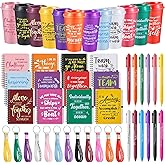Skylety 12 Set/48 Pcs Team Appreciation Gift Set Christmas Employee Gift Bulk 16 oz Coffee Cups Thank You Mini Spiral Notebooks Pens Keychains for Staff Teacher Team Building (Classic Color)