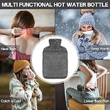Jsdoin Hot Water Bottle with Faux Fur Cover 2L Dark Grey UK view 7