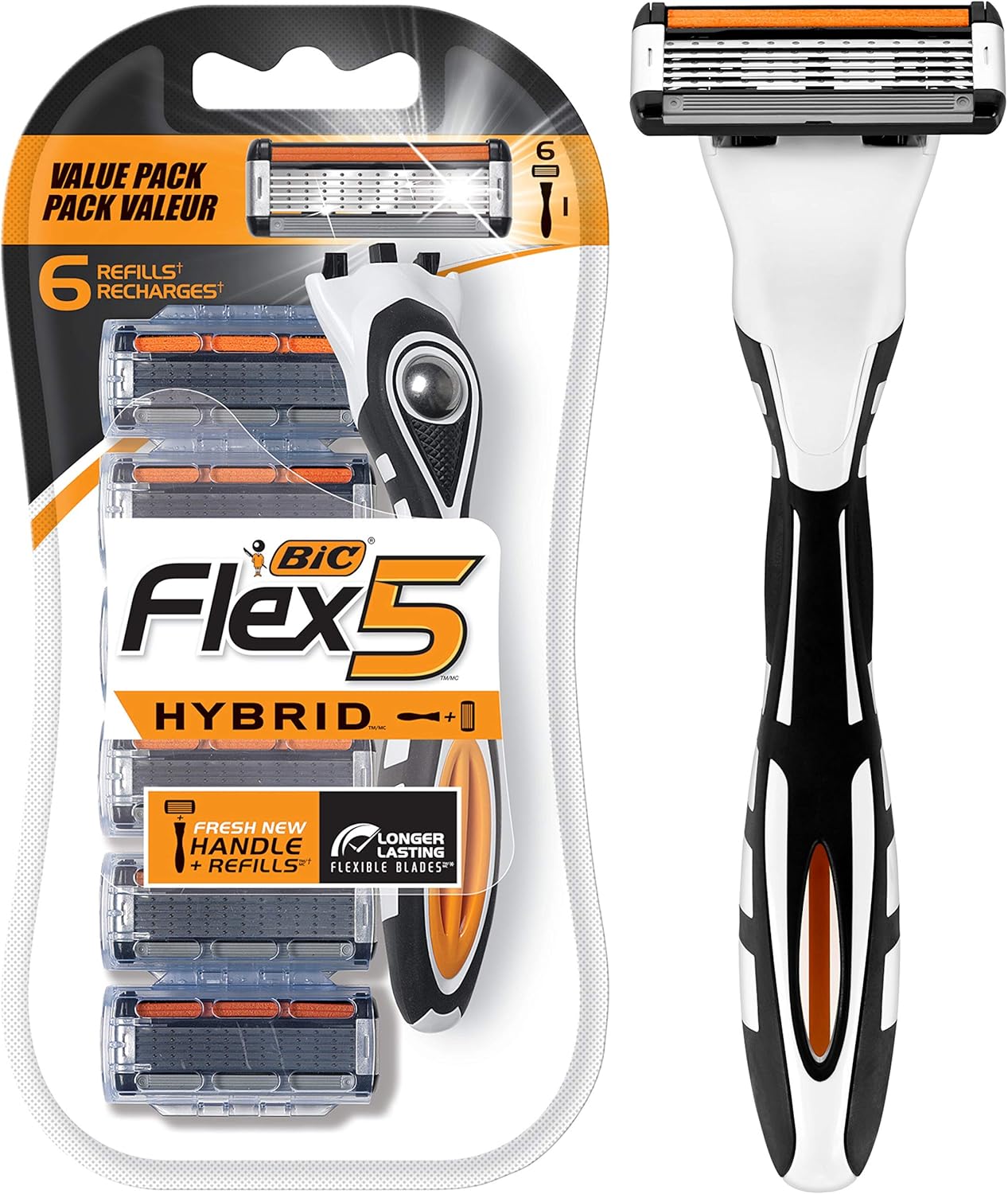 BIC Flex 5 Hybrid Men's 5Blade Disposable Razor, 1 Handle and 6 Cartridges Buy Online at Best