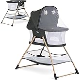 Evolur Cozy Dreamer Bassinet – Portable Infant Sleeper with Mesh Sides, Foldable Frame, Removable Canopy & Insect Net, Storage Basket, Hanging Toys, Lightweight Travel Bassinet for Newborns - Black