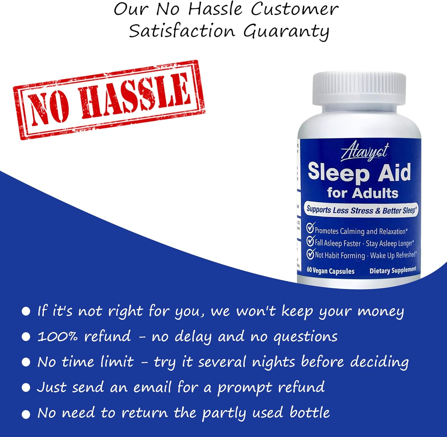 Atavyst Sleep Aid for Adults - Supports Relaxation, Calming and Sleep - Valerian Root, L-Theanine, Melatonin and GABA - Includes Extracts of Chamomile, Passion Flower, Lemon Balm and Hops: Health & Personal Care