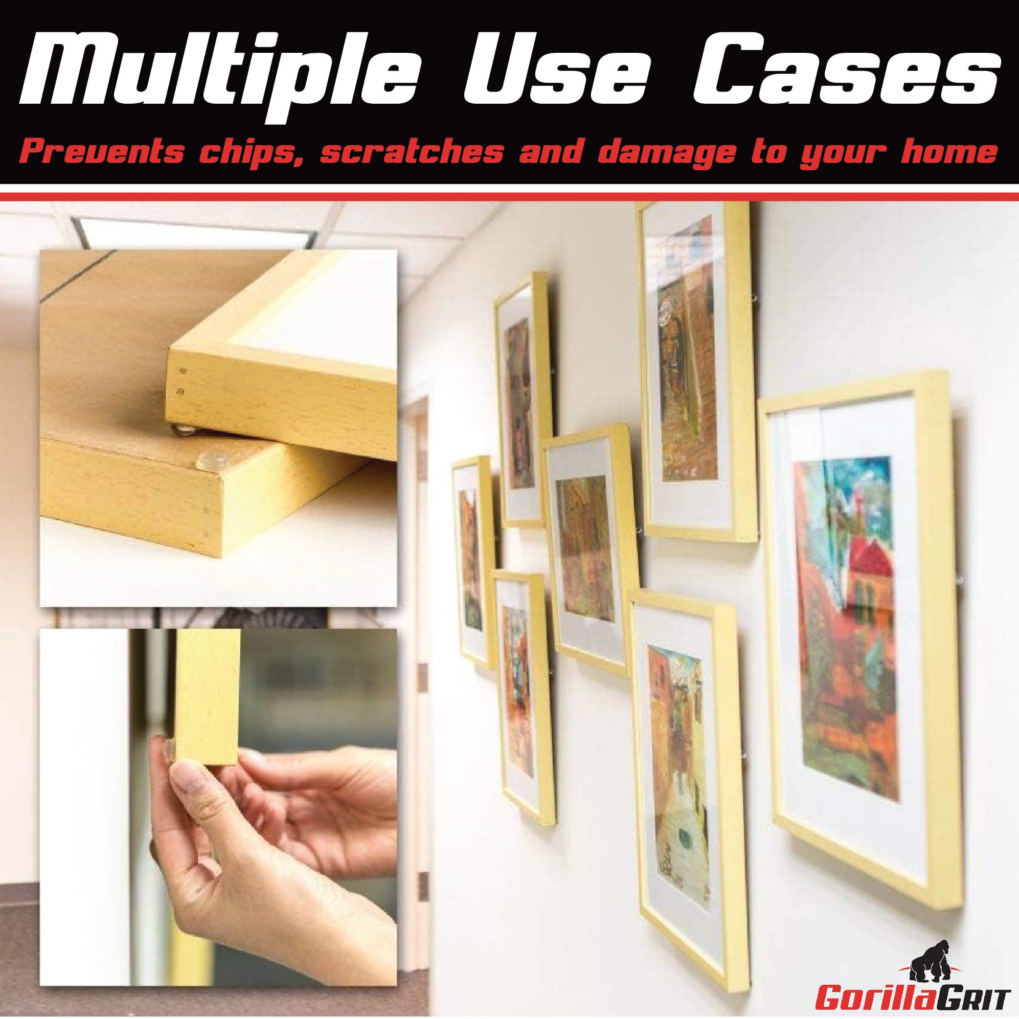 Pack of 100 Cabinet Door Bumpers - 1/2” Diameter Clear Adhesive Pads for Drawers, Glass Tops, Cutting Boards, Picture Frames, Small Furniture