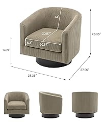 Swivel Barrel Accent Chair, Modern Round Corduroy