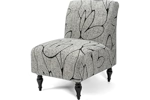 Liykimt Armless Accent Slipper Chair Cover Slipcover,Slipper Chair Without Arms Fabric Stretch Spandex Removable for Armless Chair Furniture Protector Covers for Living Dining Room(1,Gray/Black)