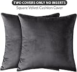 Yorkshire Bedding 2 Pack Velvet Cushion Covers 18x18 Inches Dark Grey view 4