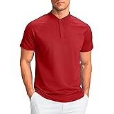 Viodia Mens Golf Shirts Collarless Quick Dry Summer Shirt Casual Short Sleeve Moisture Wicking Polo T Shirts