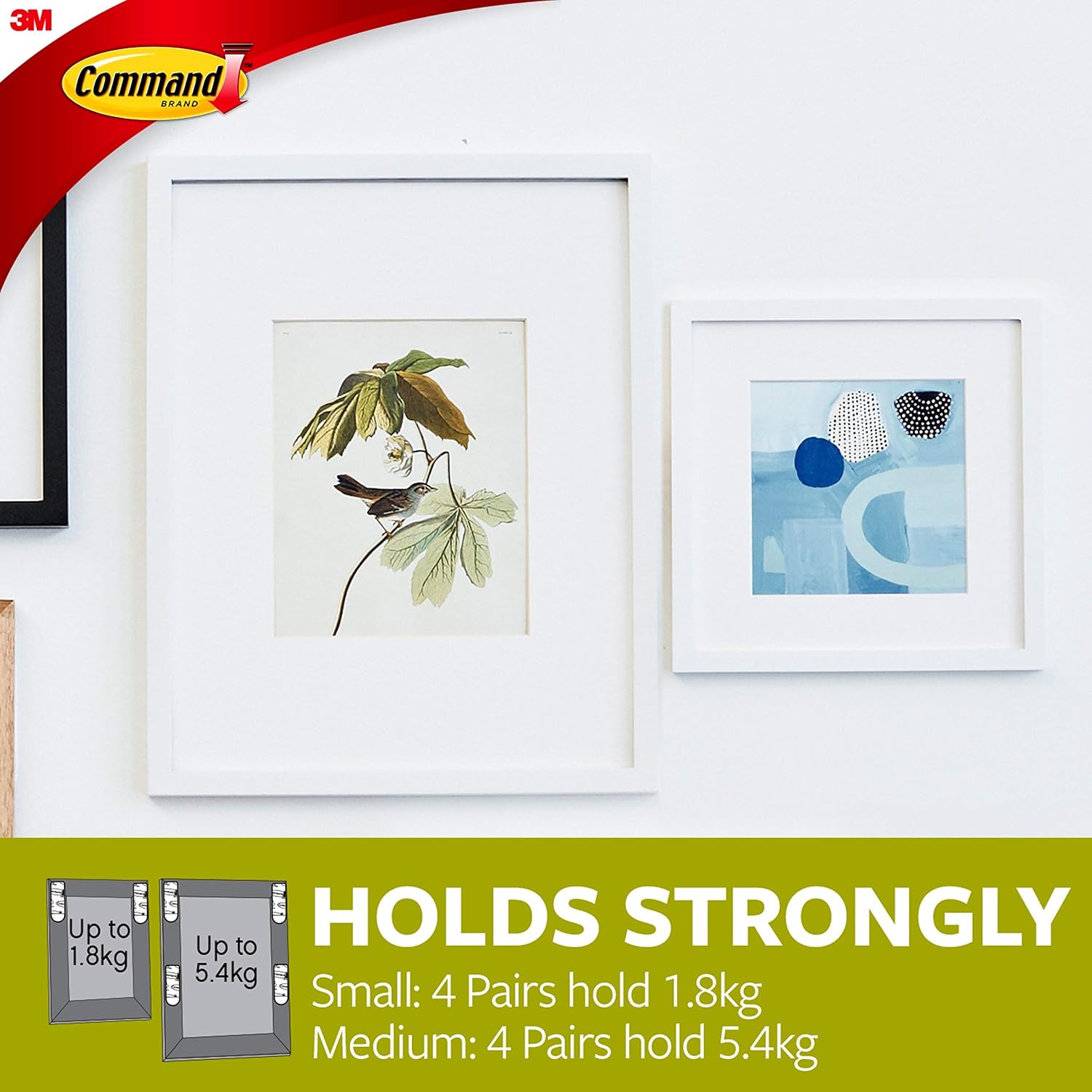 Command Picture Hanging Strips, Value Pack, 10 works of Small (20 Strips), 8 works of Medium (16 Strips) Adhesive Strips - Image 5