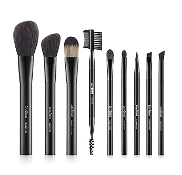 LureSenses Makeup Brush Essential Set, Black (9 Piece)