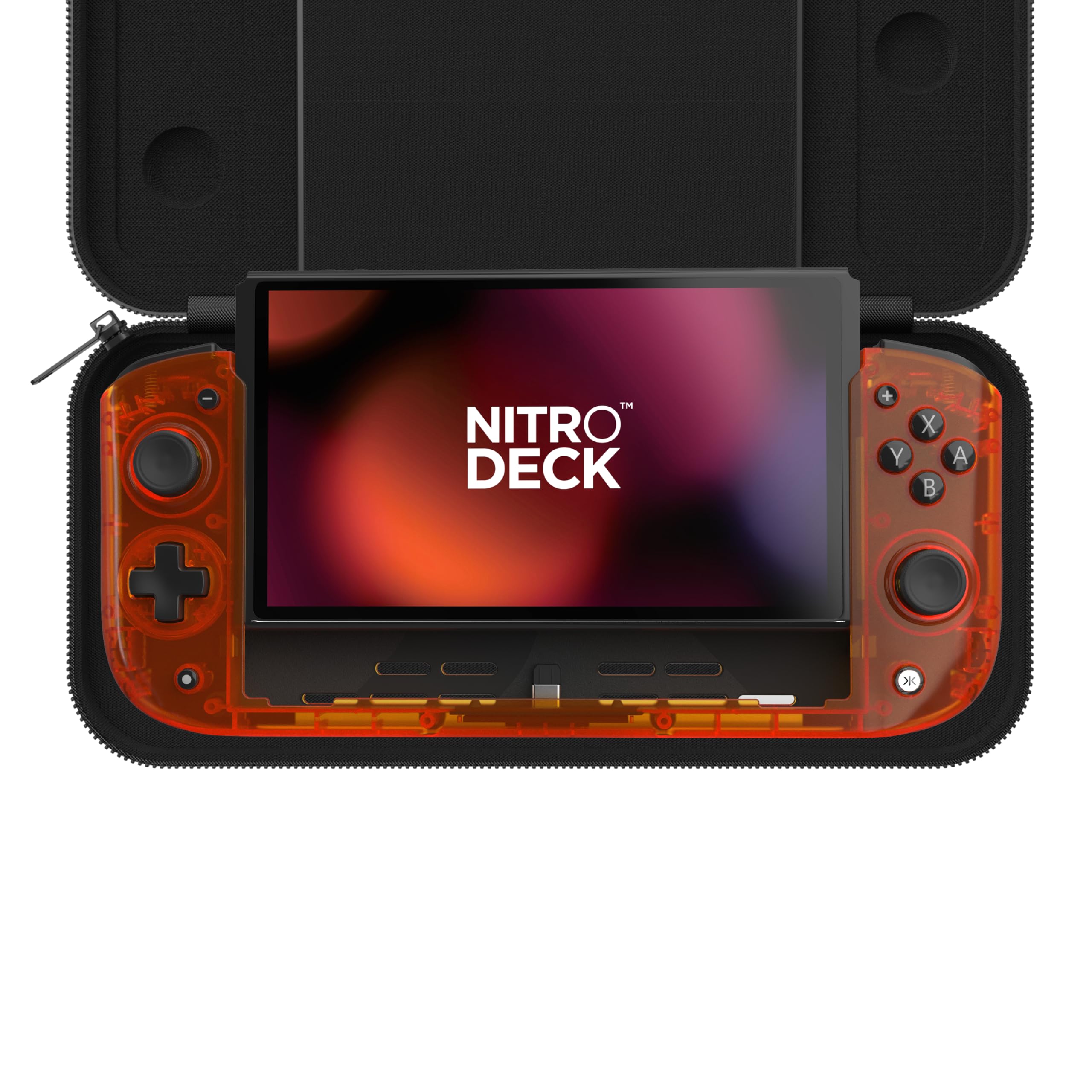 Photo 1 of CRKD Nitro Deck Crystal Collection with Carry Case - Professional Handheld Deck with Zero Stick Drift for Nintendo Switch and Switch OLED (Orange Zest)