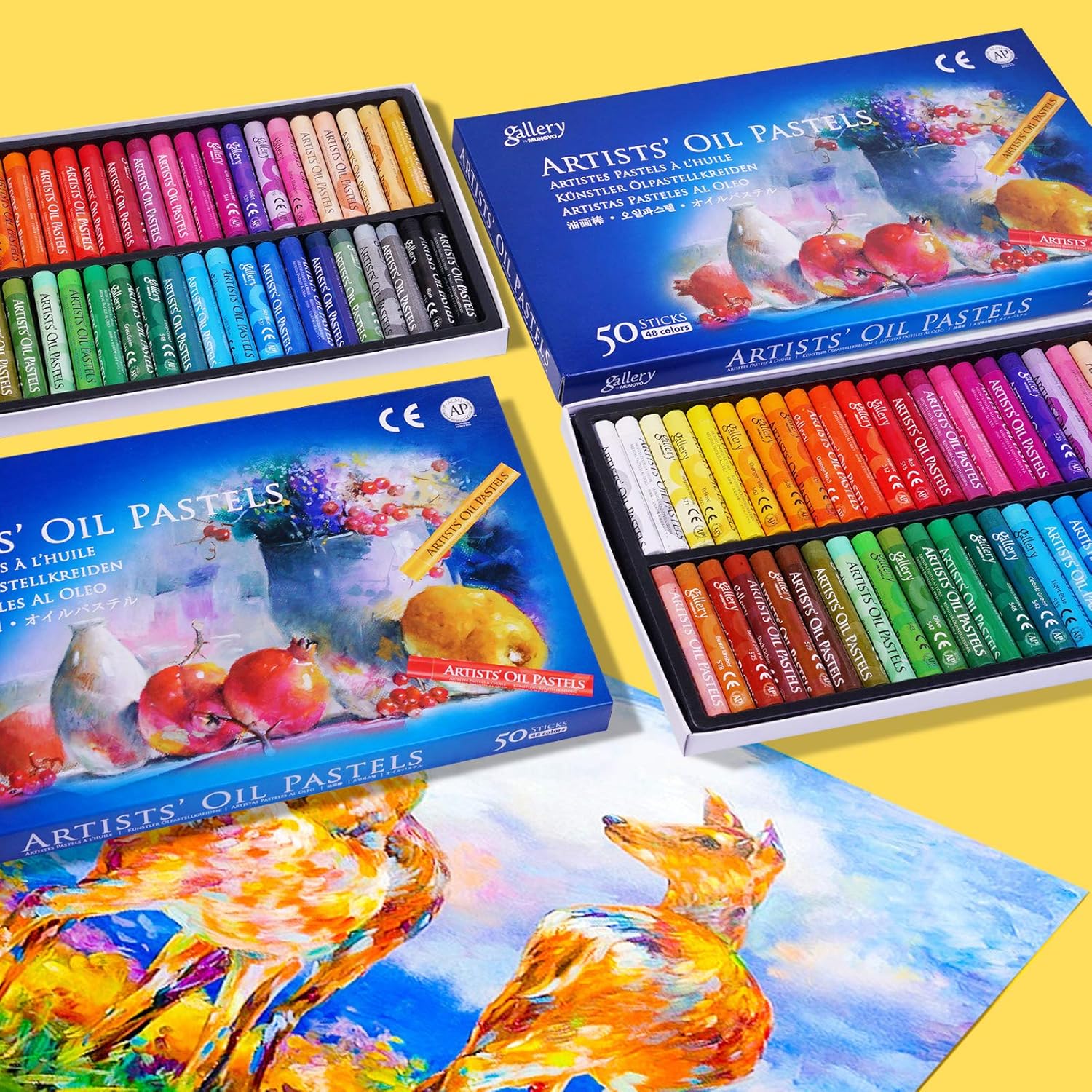 48 Color Professional Oil Pastels,Non Toxic Soft Drawing Pastel Sticks,Round Art Crayons for Painting Drawing Blending Layering Shading Graffiti DIY Craft,Adults Artist Beginners Students Kids: Computers & Accessories