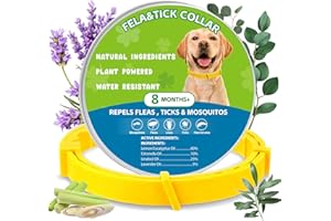 Trihood Natural Flea & Tick Prevention Dog Collars – 2-Pack Adjustable Waterproof Collars with Essential Oils (Lemon Eucalyptus, Citronella, Lavender, Linalool),Yellow, Safe for All Breeds