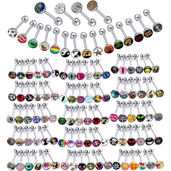 Amazon.com: BodyJewelryOnline Unisex Stainless Steel Lix Rainbow Motorized Tongue  Ring, 14G, Multicolored : Health & Household