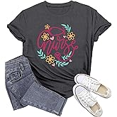 Wlen Womens Nurse Shirts School Nurse T-Shirts Nursing Life Tee Tops