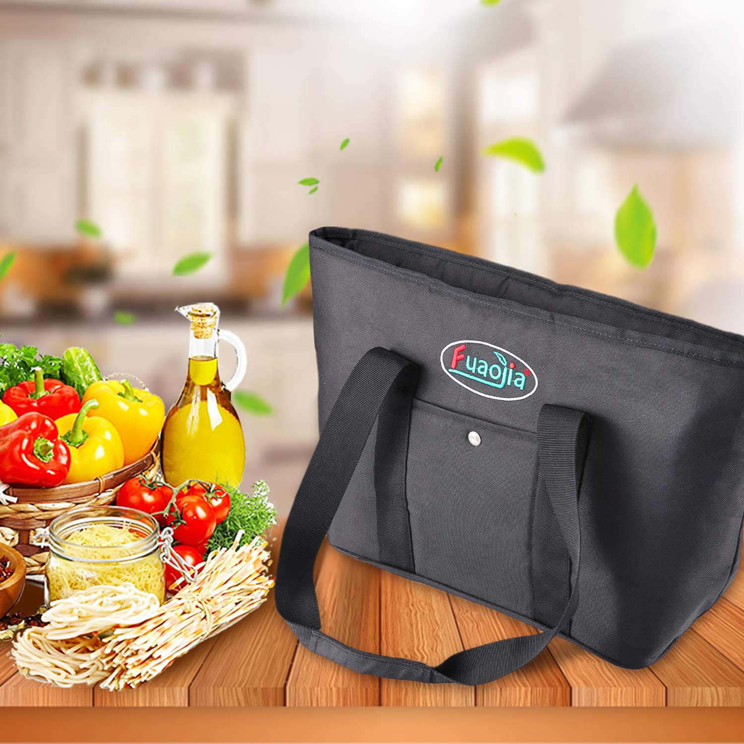 FUAOJIA Reusable Lunch Tote Bag for Women Polyester Cloth Waterproof Insulated Lunch Bag Lunch Box Tote Bag Handbag Cooler Bag for Women Adults Kids