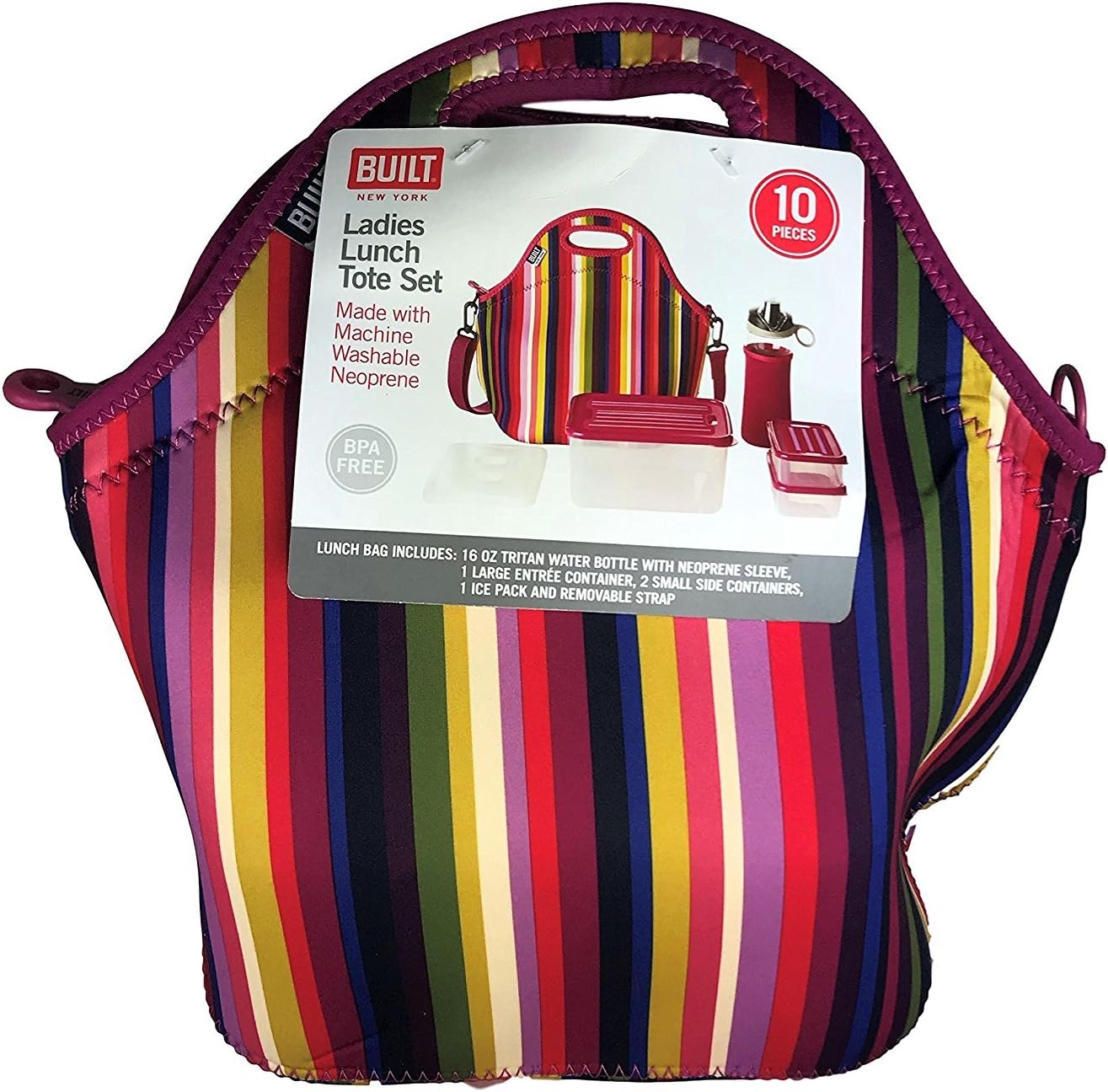 Built New York 10 Piece Ladies Lunch Tote Set (Colorful