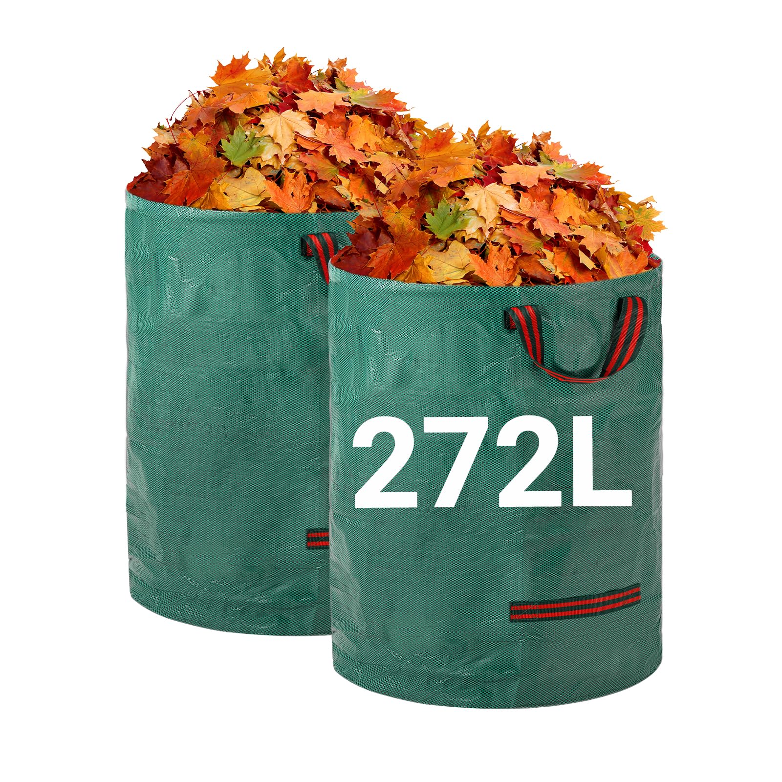 Velway Heavy-duty Garden Waste Bags - 272L x 2Pack Reusable Garden Sacks with Handles - Industrial Fabric for Leaves Trash Debris - Waterproof Garden Rubbish Bags