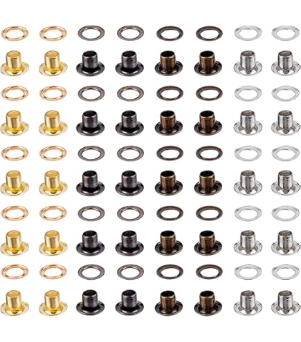 100 œillets Métal 8mm Avec Rondelles - Pour Scrapbooking, Vêtements, Cuir, Rideaux - Renfort Trous Couture